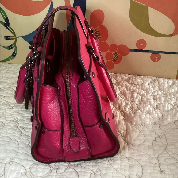 Coach Pink Willow Floral Mercer Satchel Leather w/ Crossbody - Picture 3 of 15